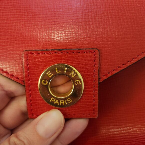 Celine red leather shoulder bag vintage - Picture 2 of 16